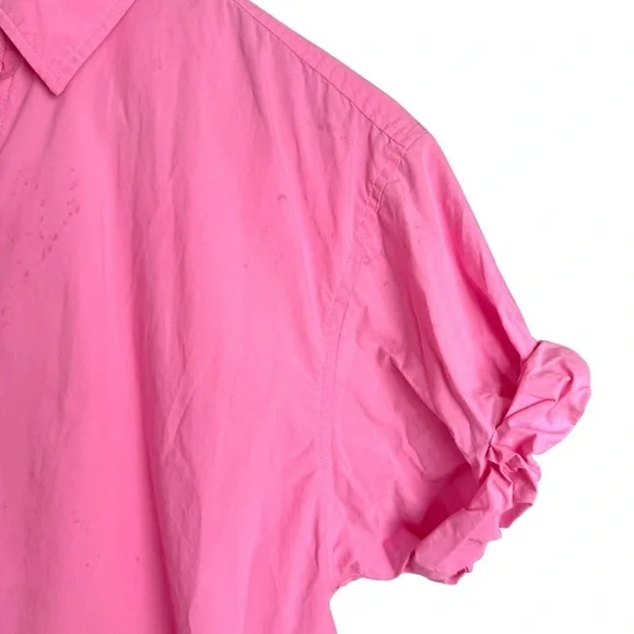 Rails JoJo Hot Pink Oversized Button Down Blouse Women’s XS Cuffed Short Sleeve - Picture 9 of 12